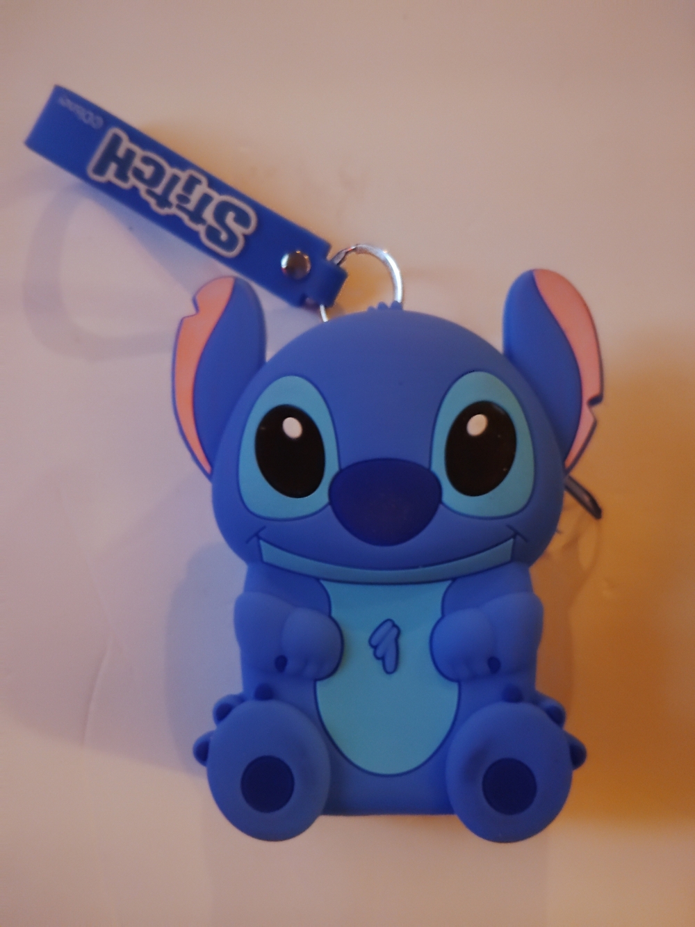 Disney Blue Stitch Silicone Keychain with Pink Ear Accents